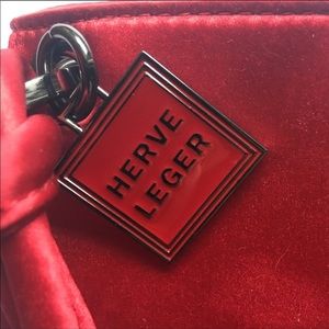 NEW•Herve Leger•Red Cabernet Clutch- Gorgeous Unique Satin Bag